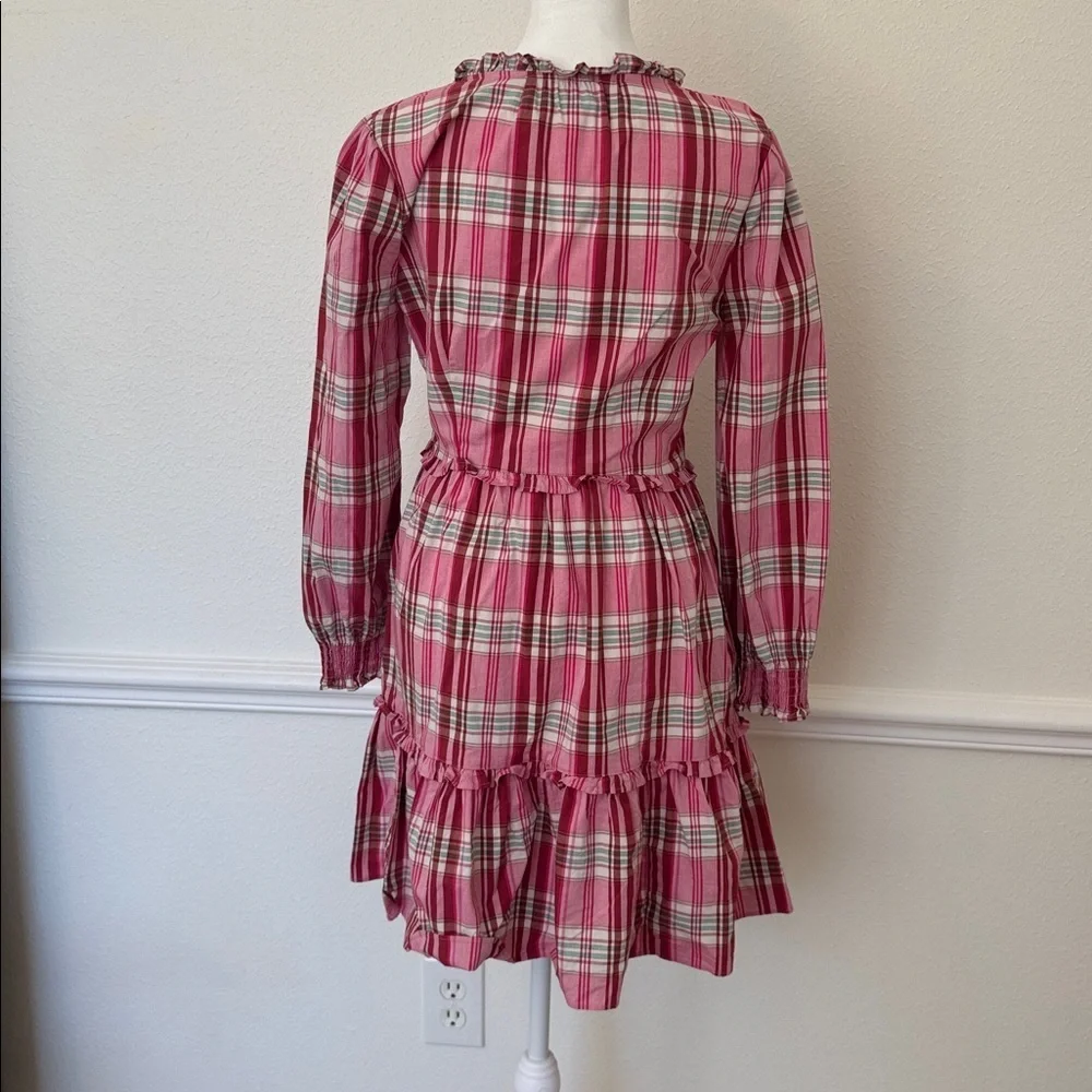 J. Crew Pink Plaid Mini Long Sleeve Drews w Ruffle Trim - Picture 6 of 8